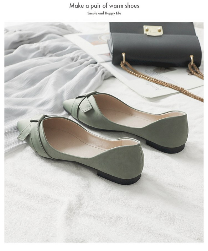 Pantofi pantofi pentru femei, vară, cu gură superficială, cu vârf, din piele moale, pantofi de damă, pantofi versatili, pantofi cu fasole, pantofi pentru femei