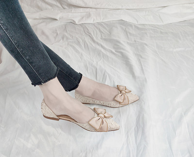 Pantofi de vară cu gură adâncă, cu un singur pantof pentru femei, cu fundul plat, cu fundul moale, cu fundă, pantofi pentru femei, pantofi pentru femei