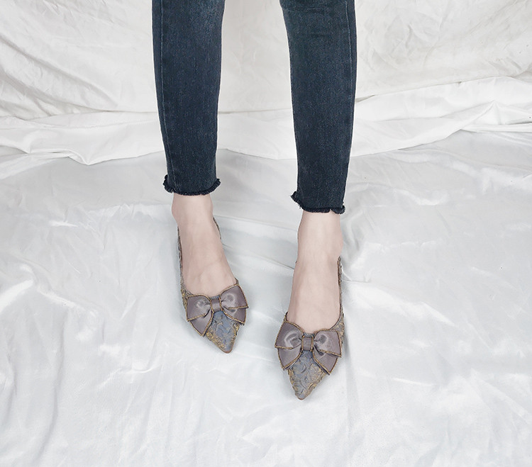 Pantofi de vară cu gură adâncă, cu un singur pantof pentru femei, cu fundul plat, cu fundul moale, cu fundă, pantofi pentru femei, pantofi pentru femei