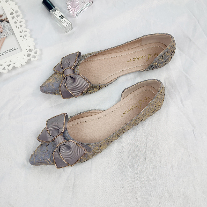 Pantofi de vară cu gură adâncă, cu un singur pantof pentru femei, cu fundul plat, cu fundul moale, cu fundă, pantofi pentru femei, pantofi pentru femei