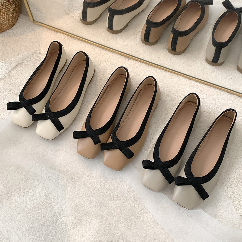 Naiste ruudukujulised varvaste libisemine tasapinnalistel kingadel Naiste jalavarbad X balletikorrused Mugavad paadikingad Kevad-sügis Zapatos Mujer 9662N