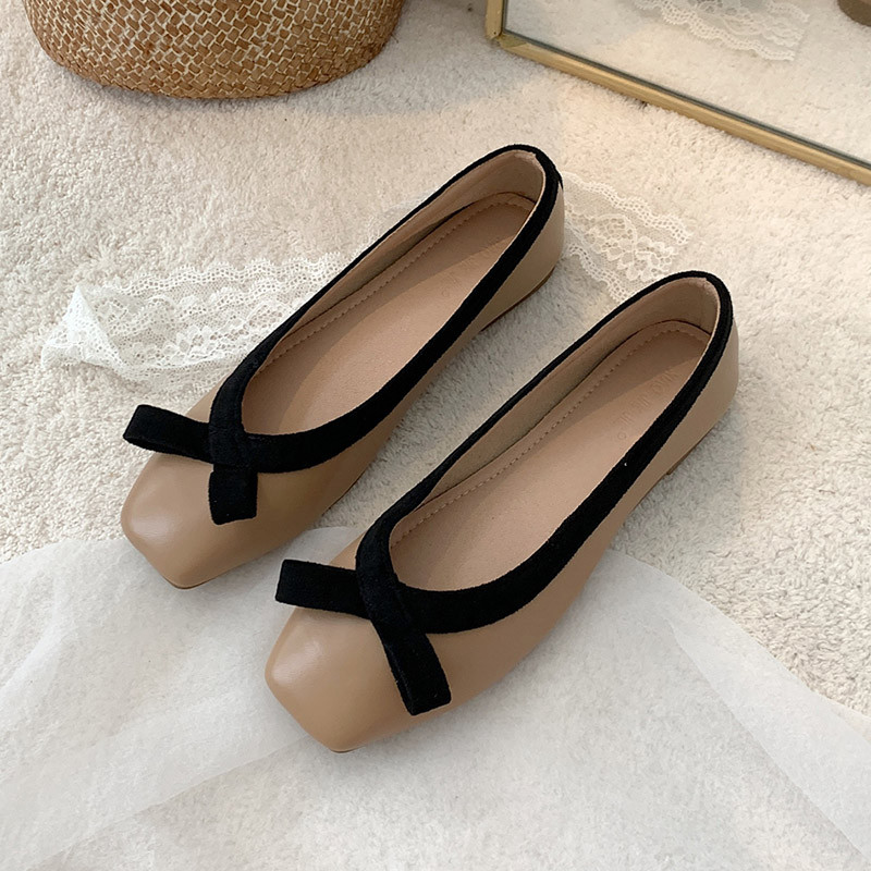 Naiste ruudukujulised varvaste libisemine tasapinnalistel kingadel Naiste jalavarbad X balletikorrused Mugavad paadikingad Kevad-sügis Zapatos Mujer 9662N