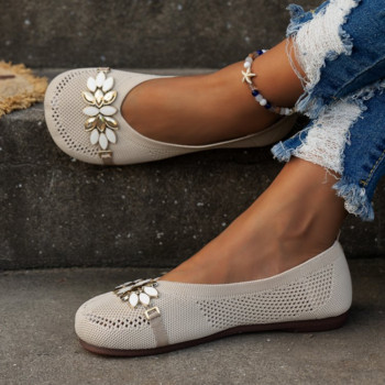 Дамски обувки с плитка уста Нова пролет 2023 Beans Удобни дамски обувки с плоска подметка с кръгла глава Големи размери 35-43