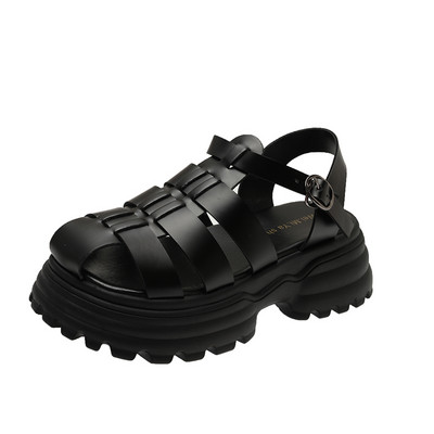 Γυναικεία κούφια ρωμαϊκά σανδάλια 2023 Νέα αγκράφα καλοκαιρινής μόδας Πλατφόρμα για παραλία παπούτσια Μαύρα casual outdoor walking Gladiator