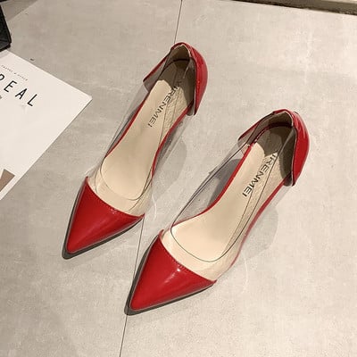 Cea mai recentă modă 2020 pentru femei cu tocuri înalte, marcă de lux, exclusivă din piele și PVC, pantofi cu vârf ascuțit, pantofi de rochie, mărimea 8 cm, 34-39