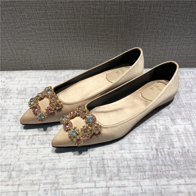 Pavasaris/rudens Rhinestones Kvadrātveida poga ar smailiem purngaliem, plakaniem apaviem Sieviešu Sarkani Shllow Kāzu Līgavas māsu zoles Viegli sieviešu apavi