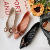 Koreai változat Sekély női cipők tavaszi/nyári új retro fém csatos hegyes orrú lapos cipők Női Zapatos De Mujer naplopók