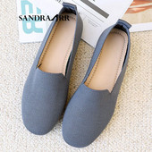 SANDRA JRR Γυναικεία φλατ παπούτσια μοκασίνι με στρογγυλά δάχτυλα Καλοκαιρινό φθινόπωρο πλέξιμο Loafers Slip Sneakers Αντιολισθητικά Lady Holiday Flat παπούτσι