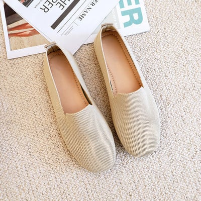 SANDRA JRR Γυναικεία φλατ παπούτσια μοκασίνι με στρογγυλά δάχτυλα Καλοκαιρινό φθινόπωρο πλέξιμο Loafers Slip Sneakers Αντιολισθητικά Lady Holiday Flat παπούτσι