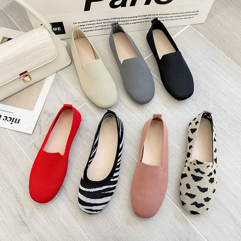 SANDRA JRR Γυναικεία φλατ παπούτσια μοκασίνι με στρογγυλά δάχτυλα Καλοκαιρινό φθινόπωρο πλέξιμο Loafers Slip Sneakers Αντιολισθητικά Lady Holiday Flat παπούτσι