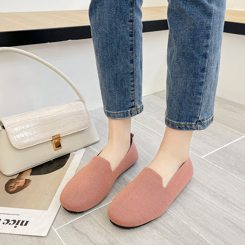 SANDRA JRR Γυναικεία φλατ παπούτσια μοκασίνι με στρογγυλά δάχτυλα Καλοκαιρινό φθινόπωρο πλέξιμο Loafers Slip Sneakers Αντιολισθητικά Lady Holiday Flat παπούτσι