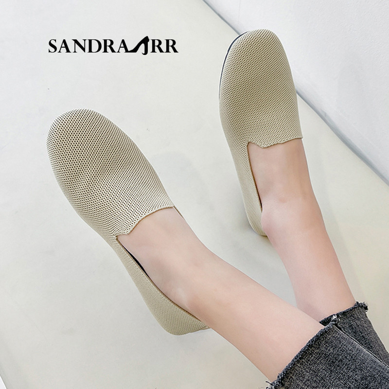SANDRA JRR Γυναικεία φλατ παπούτσια μοκασίνι με στρογγυλά δάχτυλα Καλοκαιρινό φθινόπωρο πλέξιμο Loafers Slip Sneakers Αντιολισθητικά Lady Holiday Flat παπούτσι