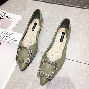 Platformă metalică cu nasturi pătrați pantofi pentru femei, piele moale, cu temperament, pantofi plat pentru femei, cu vârf ascuțit, pantofi cu barcă retro, cu toc scăzut