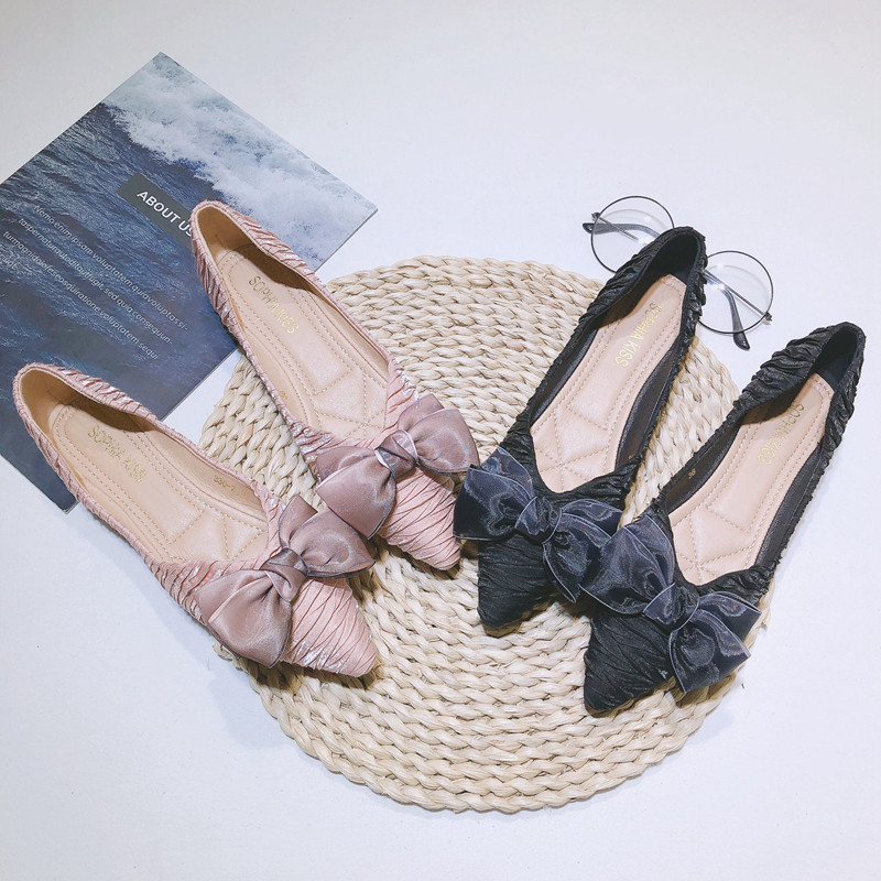 Koreai stílusú, édes női egyszemélyes cipők 2023 tavaszi őszi új könnyű női cipők Kényelmes, sekély orrú, lapos női cipők