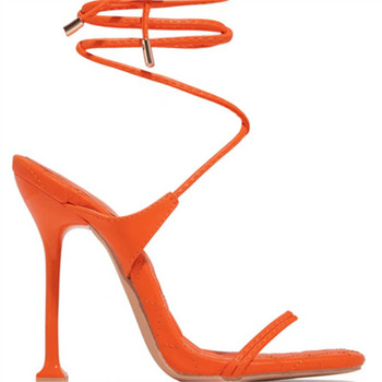 Καλοκαίρι 2022 Νέα μόδα με στενό λουράκι, γυναικεία παπούτσια σανδάλι Gladiator Γυναικεία τετράγωνα ανοιχτά δάχτυλα με λουράκι με αγκράφα Γόβες στιλέτο