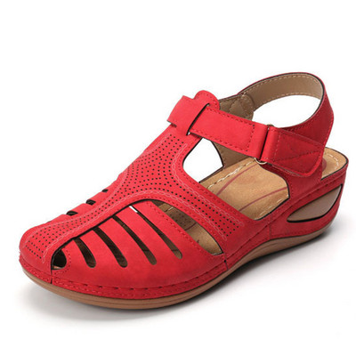 Sieviešu vasaras klasikas ķīļi sandales ikdienišķas, neslīdošas šūšanas apaļas galvas sprādzes, masīvas sieviešu apavi ar platformu