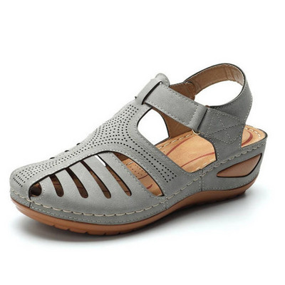 Sieviešu vasaras klasikas ķīļi sandales ikdienišķas, neslīdošas šūšanas apaļas galvas sprādzes, masīvas sieviešu apavi ar platformu