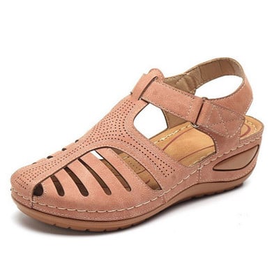 Sieviešu vasaras klasikas ķīļi sandales ikdienišķas, neslīdošas šūšanas apaļas galvas sprādzes, masīvas sieviešu apavi ar platformu