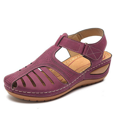 Sieviešu vasaras klasikas ķīļi sandales ikdienišķas, neslīdošas šūšanas apaļas galvas sprādzes, masīvas sieviešu apavi ar platformu