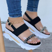 Szandálok Női Nyári Bling Crystal Wedge Heels Szandálok Platform cipők Nyári Sandalias Mujer Elegáns Wedges Cipők Női