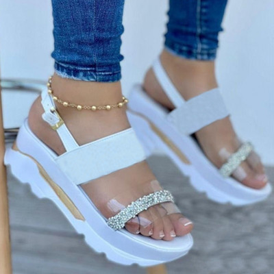 Szandálok Női Nyári Bling Crystal Wedge Heels Szandálok Platform cipők Nyári Sandalias Mujer Elegáns Wedges Cipők Női