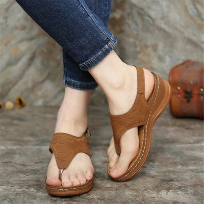 Sandale de vară pentru femei cu curea Pantofi ocazionali Flip-flops Pantofi pentru femei cu vârf deschis Sandale cu pană de culoare solidă Pantofi de damă Chaussure Femme