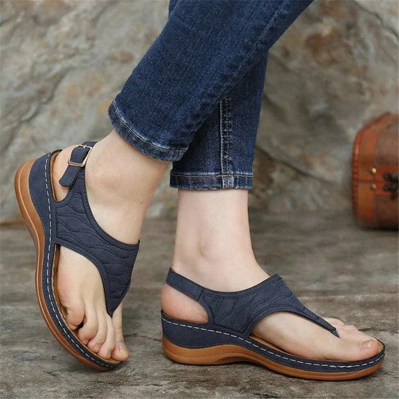 Sandale de vară pentru femei cu curea Pantofi ocazionali Flip-flops Pantofi pentru femei cu vârf deschis Sandale cu pană de culoare solidă Pantofi de damă Chaussure Femme