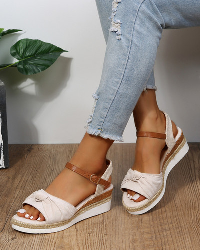 2022 egyszínű csatos női alkalmi ékszandál Kényelmes, peep toe női nyári szandál kenderkötéllel, kopásálló szandállal