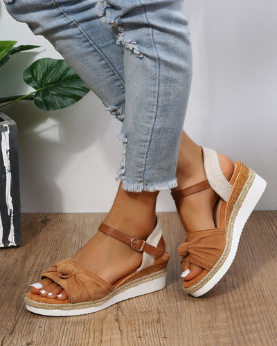 2022 egyszínű csatos női alkalmi ékszandál Kényelmes, peep toe női nyári szandál kenderkötéllel, kopásálló szandállal