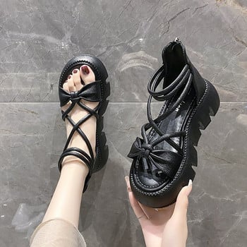 Χονδρή σόλα Casual Απλό στυλ Peep Παπούτσια High Street Fashion Flat Platform Ρωμαϊκά άνετα σανδάλια Γυναικεία σανδάλια 2023