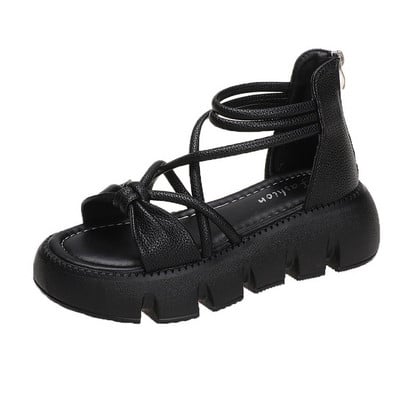 Χονδρή σόλα Casual Απλό στυλ Peep Παπούτσια High Street Fashion Flat Platform Ρωμαϊκά άνετα σανδάλια Γυναικεία σανδάλια 2023