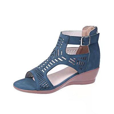 Sieviešu sandales, ķīļveida, dobi retro apavi Sieviešu 2022. gada vasaras etniskā stila ikdienas sieviešu sandalijas, sprādzes, papēžu kurpes