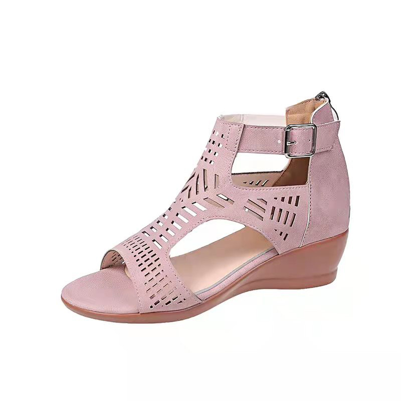 Sieviešu sandales, ķīļveida, dobi retro apavi Sieviešu 2022. gada vasaras etniskā stila ikdienas sieviešu sandalijas, sprādzes, papēžu kurpes