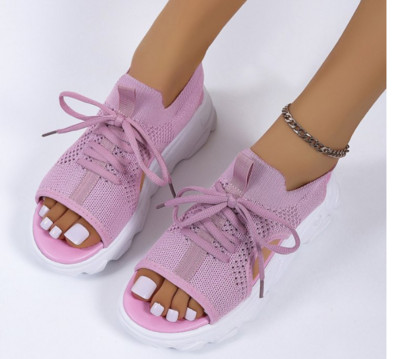 2023. gada vasaras sieviešu sandales Tīkla ikdienas apavi Baltas, biezas zoles šņorējamas sandalijas pludmales kurpes sievietēm Jauns Zapatos Mujer