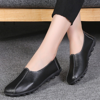 Дамски модни плоски обувки Меки мокасини Маратонки Дамски обувки с кръгли пръсти Дамски обувки Оксфорд Удобни обувки от естествена кожа Голям размер