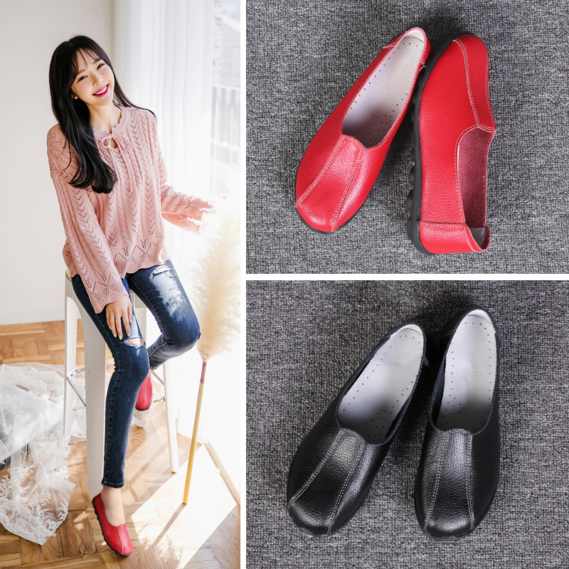 Pantofi plati la moda pentru femei Pantofi moale Pantofi pantofi cu varf rotund Pantofi Oxford pentru femei Pantofi confortabili din piele naturala de marime mare