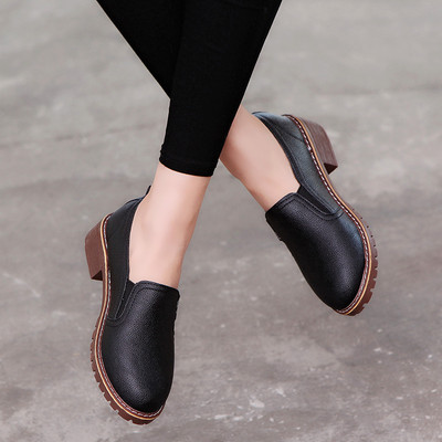 Дамски равни обувки Оксфордски обувки с кръгли пръсти Дамски меки кожени броги Дамски обувки B908