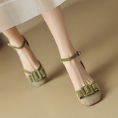 Dámske spoločenské topánky s remienkom na členku, sandále s hranatou špičkou, lodičky na gombíky s prackou, dizajnérske topánky, gázové sandále, ženské letné topánky 1375N