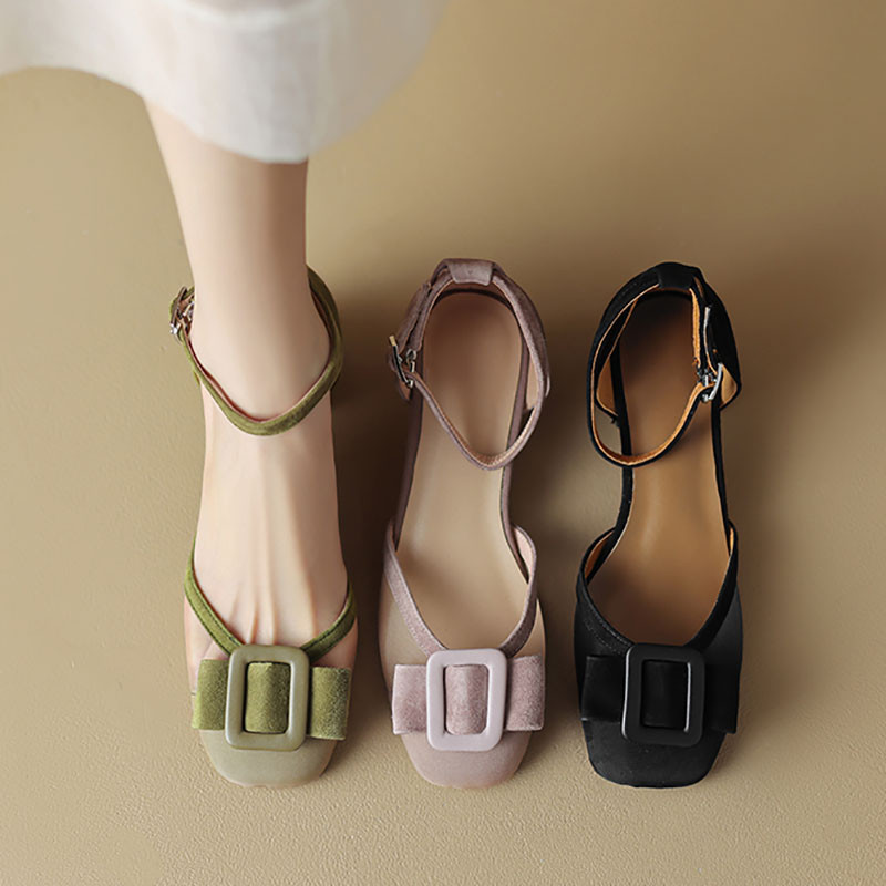 Dámske spoločenské topánky s remienkom na členku, sandále s hranatou špičkou, lodičky na gombíky s prackou, dizajnérske topánky, gázové sandále, ženské letné topánky 1375N