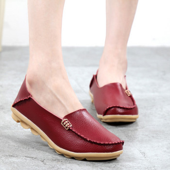 Дамски обувки с равни обувки С приплъзване Мокасини от естествена кожа за дамски мокасини Мокасини с равни обувки Дамски обувки с голям размер Sapato Feminino