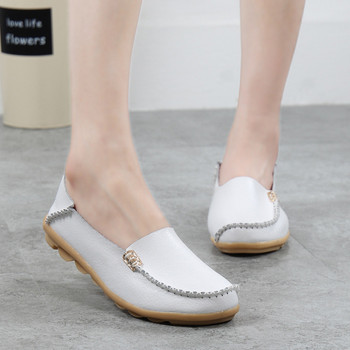 Дамски обувки с равни обувки С приплъзване Мокасини от естествена кожа за дамски мокасини Мокасини с равни обувки Дамски обувки с голям размер Sapato Feminino