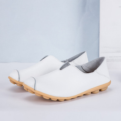 Női cipők lapos pu bőr egyszínű sekély női naplopó kényelmes anya lábbeli divat csúszásgátló cipő Zapatos De Mujer