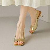 Jaunas sieviešu sandales Peep Toe Pumps Zelta papēži Kleita Apavi ar atvērtu purngalu Slingbacks Sliver Kāzu apavi Vasaras Zapatos Mujer 1347N