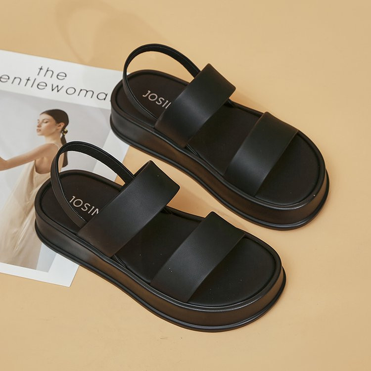 Sandále na platforme s okrúhlou špičkou, módne a pohodlné, jednoduché, s vetrom, plytkým opätkom, dámske topánky 2023