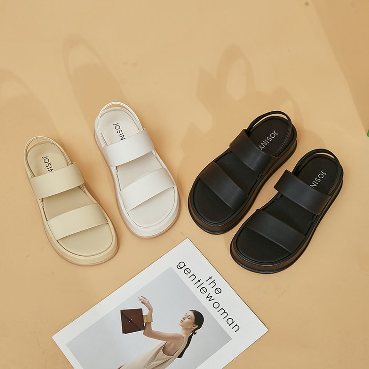 Sandále na platforme s okrúhlou špičkou, módne a pohodlné, jednoduché, s vetrom, plytkým opätkom, dámske topánky 2023