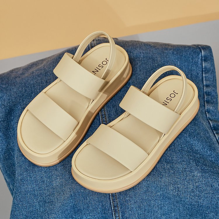 Sandále na platforme s okrúhlou špičkou, módne a pohodlné, jednoduché, s vetrom, plytkým opätkom, dámske topánky 2023