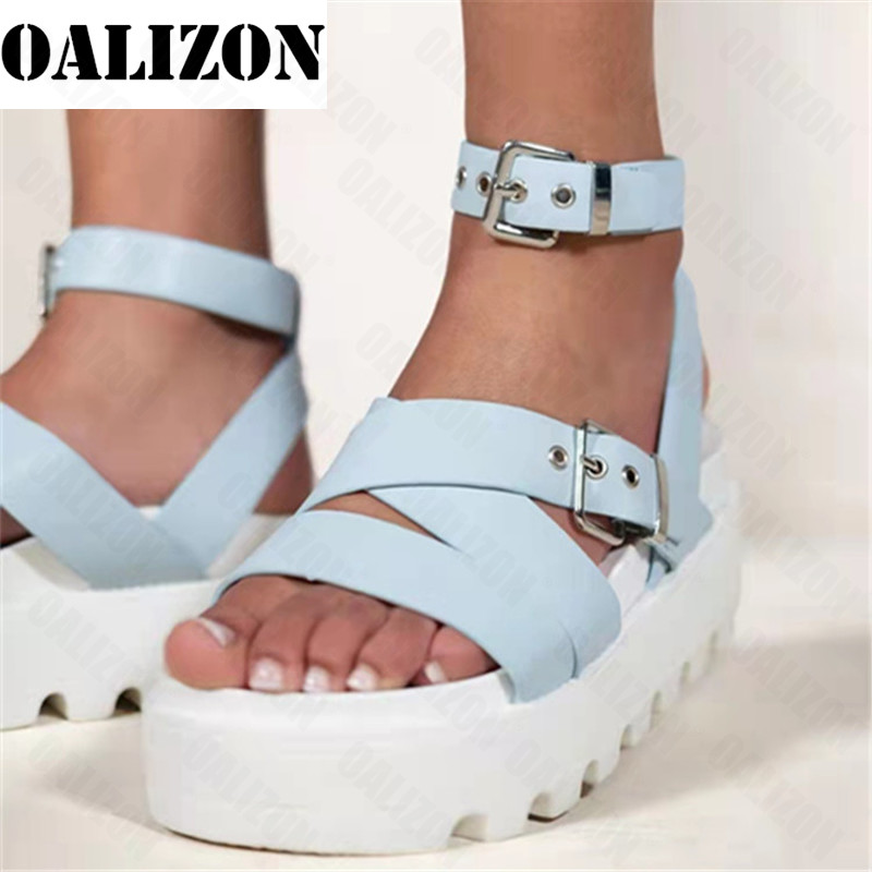 Sandaalid Platvorm Naiste Paksu pandlaga rihmaga Gladiaatorjalatsid Suvised sandaalid 2022 Uued vabaaja sportlikud lamedad naistejalatsid Sussid liugused