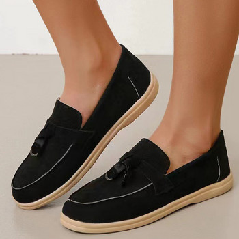 2022 Нови обувки Дамски обувки с равни обувки Кожени дамски обувки Без приплъзване Дамски единични обувки Голям размер Мокасини с кръгли пръсти Дамски Zapatillas Mujer