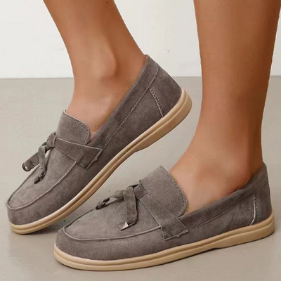 2022. g. Jauni apavi Sieviešu plakanās ādas Sieviešu apavi uzvelkamie sieviešu apavi Lielizmēra apaļie purngalu kurpes Sieviešu Zapatillas Mujer