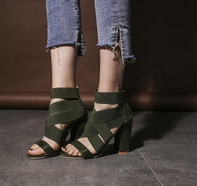 Jauna stila modes dāmu vasaras seksīgas augstpapēžu kurpes ballītēm Sieviešu augstpapēžu kurpes, biezas ar sieviešu augstpapēžu sandales